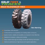 Set of 4, 14.00-24 Solid Rubber Telehandler Tires with 10 Bolt Hole - Heavy Duty